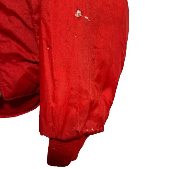 Vintage Champion Racing Red & White Reversible Puffer Jacket Men's Medium - Picture 7 of 8
